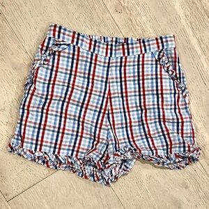 Little English Lilibet Plaid Blue and Red Shorts Size 10 Girls Americana